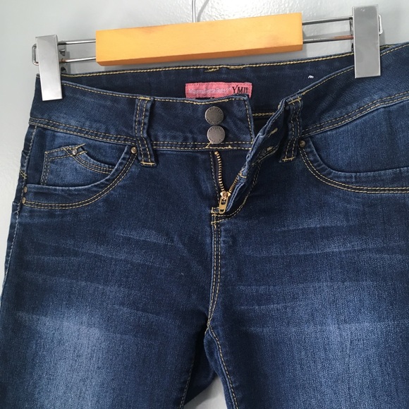 Skinny Blue Wash Cuffed Low Rise Ankle Jeans YMI - Picture 2 of 8